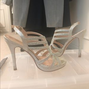 Silver glitter rhinestone heels